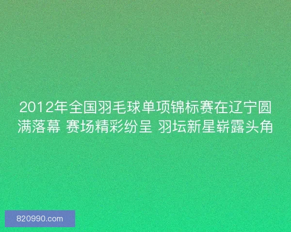 2012年全国羽毛球单项锦标赛在辽宁圆满落幕 赛场精彩纷呈 羽坛新星崭露头角