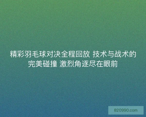 精彩羽毛球对决全程回放 技术与战术的完美碰撞 激烈角逐尽在眼前