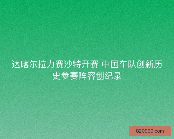 达喀尔拉力赛沙特开赛 中国车队创新历史参赛阵容创纪录