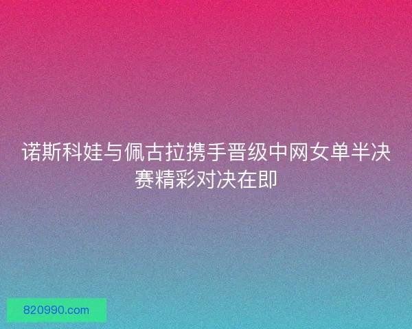 诺斯科娃与佩古拉携手晋级中网女单半决赛精彩对决在即